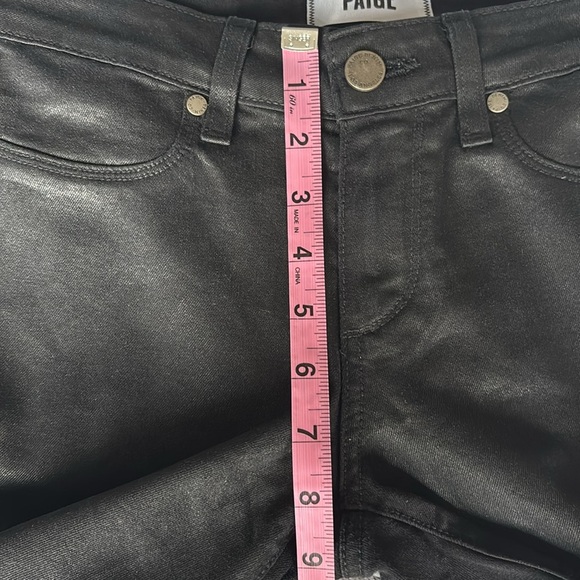 PAIGE Verdugo Ankle Black Silk Coated Skinny Jean Size 27 EUC - Picture 8 of 10